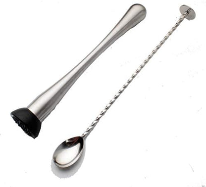  2 Pcs Mixing Bar Spoon 12 Inches 18/10 Stainless Steel Spiral Pattern Morphine Bartender Whiskey Cocktail Shaker Spoon