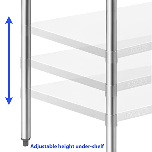  Stainless Steel Work Table 48 X 24 Inches, NSF Commercial Kitchen Prep Table With Under Shelf For Restaurant And Home