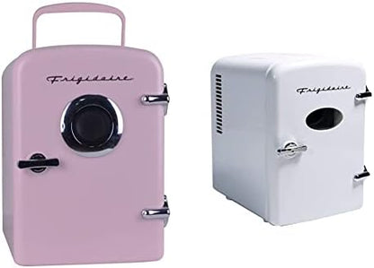 FRIGIDAIRE EFMIS151 Mini Portable Compact Personal Home Office Fridge Cooler BUILT IN SPEAKER, 4L Capacity, Chills Six 12 Oz Cans, 100% Freon-Free & Eco Friendly, Includes Bonus Car Charger