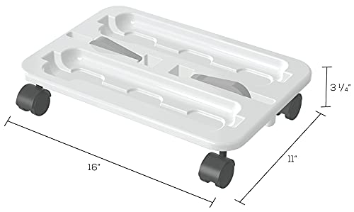  Stack 'N Go Caddy Wheel Base, Craft Organizer, Compatible With Deflecto Desk Supplies Organizer Caddy, White, 16"W X 3 1/4"H X 11"D (29443CR)