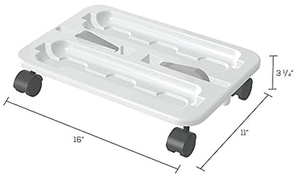  Stack 'N Go Caddy Wheel Base, Craft Organizer, Compatible With Deflecto Desk Supplies Organizer Caddy, White, 16"W X 3 1/4"H X 11"D (29443CR)
