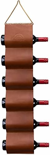  Wall Wine Rack - Leather Wine Rack, Hanging Wine Rack For 6 Bottles, Wine Gifts For Wine Lovers, Wall Mounted Wine Rack And Leather Wine Bottle Holder