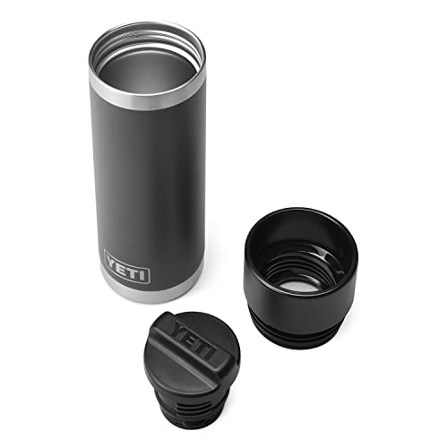 Yeti Rambler 18 Oz Bottle, Stainless Steel, Vacuum Insulated, With Hot Shot Cap, Charcoal