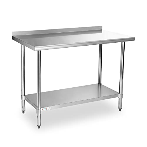  STABLEINK NSF Stainless Steel Table, 24 X 36 Inches Metal Prep & Work Table With Adjustable Undershelf And Table Foot, For Commercial Kitchen, Restaurant, Hotel And Garage (Without Caster Wheels)