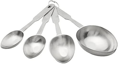  Stainless Steel 4 Pc Measuring Cup Scoop Shaped Set Metric Equivalents