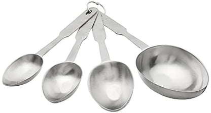 Stainless Steel 4 Pc Measuring Cup Scoop Shaped Set Metric Equivalents