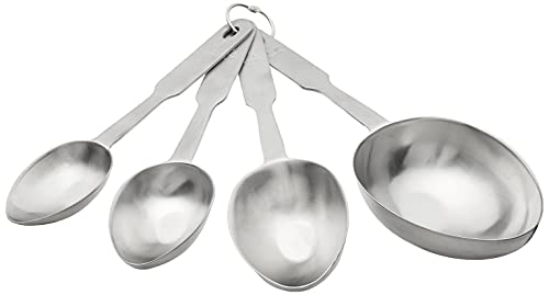  Stainless Steel 4 Pc Measuring Cup Scoop Shaped Set Metric Equivalents