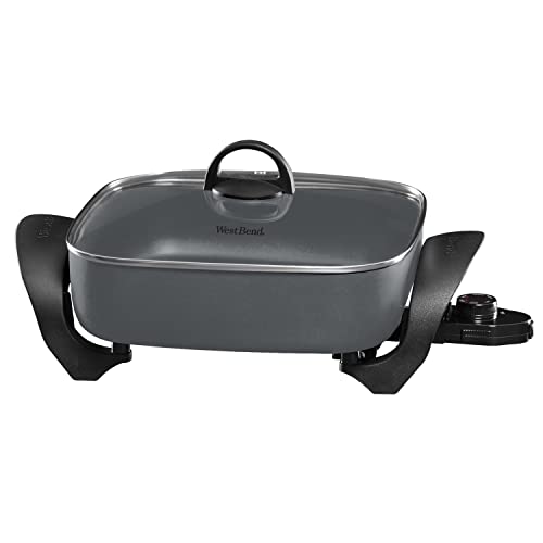  SKWB12GY13 Family-Sized Electric Skillet With Lid And Diamond Shield Scratch-Resistant Non-Stick Finish, 12 By 12 By 3 In, Gray