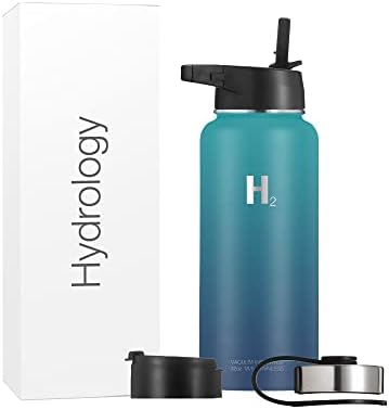  Ydrology Water Bottle - 18 Oz, 22 Oz, 32 Oz, 40 Oz, Or 64 Oz With 3 LIDS Double Wall Vacuum Insulated Stainless Steel Wide Mouth Sports Hot & Cold Thermos (22 Oz, Pacific Blue)