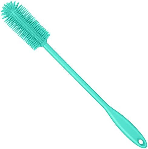  Silicone Bottle Brush, Water Bottle Cleaner Brush With Long Handle, Perfect For Cleaning Narrow Neck Containers, Vacuum Sports Bottle, Tumblers, Flask, Glassware (1 Pack, Orange)