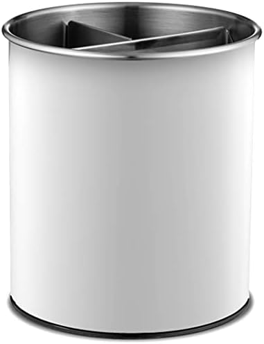  Xtra-Large Stainless Steel Kitchen Utensil Holder - 360° Rotating Utensil Caddy - Weighted Base For Stability - Utensil Crock With Removable Divider For Easy Cleaning - Countertop Utensil Organizer.