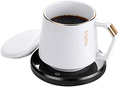 Coffee Mug Warmer & Mug Set, KRGMNHR Smart Coffee Warmer For Desk With Auto Shut Off, Infrared Sensor Technology For Double Safety, Ideal For Gift, Coffee, Tea, Hot Cocoa, Rose Gold Set
