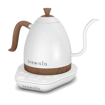  Artisan Electric Gooseneck Kettle, 1 Liter, For Pour Over Coffee, Brewing Tea, LCD Panel, Precise Digital Temperature Selection, Flash Boil And Keep Warm Settings (Pearl All White)