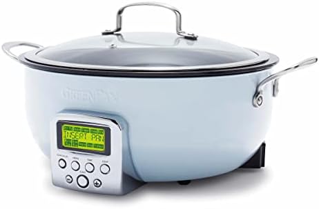 Greenpan Elite Essential Smart Electric 6QT Skillet Pot, Presets To Sear Saute Stir-Fry And Cook Rice, Healthy Ceramic Nonstick And Dishwasher Safe Parts, Easy-to-use LED Display, Ponderosa Pine