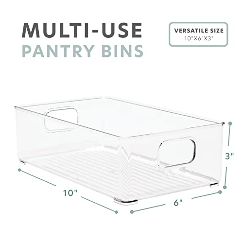  4 Cabinet Organizers And Storage Stackable Acrylic Clear Plastic Storage Bins Pantry Organizer Containers Kitchen Organization Under Sink Bathroom Organizer Drawer Freezer Refrigerator Organizer Bins