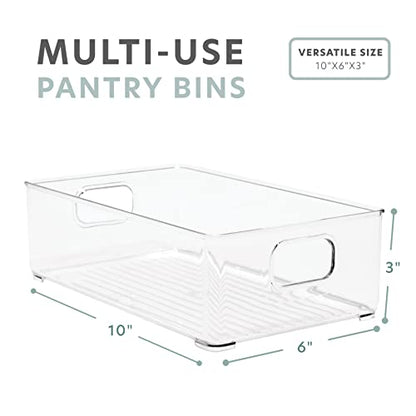  4 Cabinet Organizers And Storage Stackable Acrylic Clear Plastic Storage Bins Pantry Organizer Containers Kitchen Organization Under Sink Bathroom Organizer Drawer Freezer Refrigerator Organizer Bins