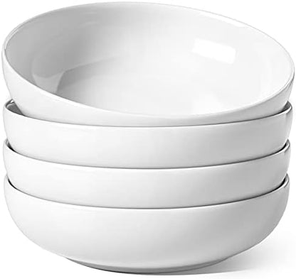  Pasta Bowls 45 OZ, Large Salad Bowls And Serving Bowls, Soup Bowl, Ceramic Pasta Plates - 8.5 Inch, Set Of 4, White