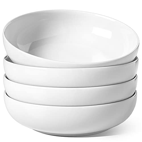  Pasta Bowls 45 OZ, Large Salad Bowls And Serving Bowls, Soup Bowl, Ceramic Pasta Plates - 8.5 Inch, Set Of 4, White