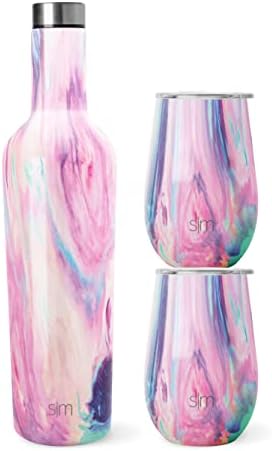  Wine Tumbler With Lid | Cute Stemless Glass Cup With Press-In Lid | Insulated Stainless Steel Coffee Mug | Gifts For Women Men Him Her | Spirit Collection | 12oz | Ocean Quartz