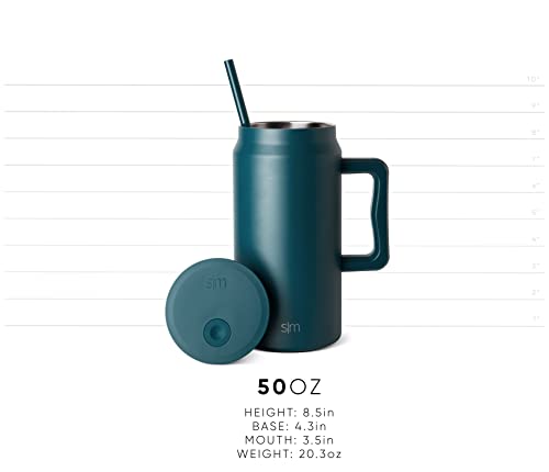  50 Oz Mug Tumbler With Handle And Straw Lid | Reusable Insulated Stainless Steel Large Travel Jug Water Bottle | Valentines Gifts For Him & Her | Trek Collection | 50oz | Graphite
