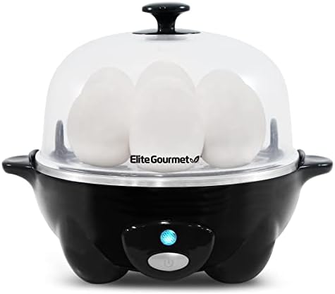  Elite Gourmet EGC-007B# Rapid Egg Cooker, 7 Easy-To-Peel, Hard, Medium, Black & ESM2207 Maxi-Matic Sandwich Panini Maker Grilled Cheese Machine Tuna Melt Omelets Non-Stick Surface, 2 Slice, Black