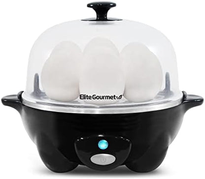  Elite Gourmet EGC-007B# Rapid Egg Cooker, 7 Easy-To-Peel, Hard, Medium, Black & ESM2207 Maxi-Matic Sandwich Panini Maker Grilled Cheese Machine Tuna Melt Omelets Non-Stick Surface, 2 Slice, Black