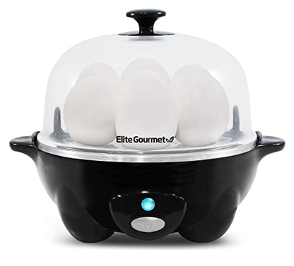  Elite Gourmet EGC-007B# Rapid Egg Cooker, 7 Easy-To-Peel, Hard, Medium, Black & ESM2207 Maxi-Matic Sandwich Panini Maker Grilled Cheese Machine Tuna Melt Omelets Non-Stick Surface, 2 Slice, Black
