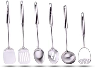  Stainless Steel Big Cooking Spoon, Kitchen Spoon Good For Cooking, Basting, Serving, Dishwasher Safe Metal Utensil, Durable, Solid Construction; 15" Long