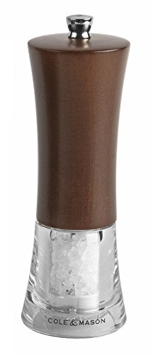 Cole & Mason Precision Genoa Forest Salt Mill, Acrylic And Dark Wood, Silver, 5.5 X 5.5 X 16.5 Cm