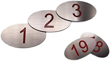  304 Stainless Steel Engraved Oval Table Black Numbers (1-20) Pubs Restaurants Clubs - 1 To 20