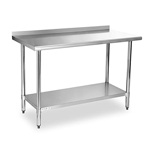  STABLEINK NSF Stainless Steel Table, 24 X 36 Inches Metal Prep & Work Table With Adjustable Undershelf And Table Foot, For Commercial Kitchen, Restaurant, Hotel And Garage (Without Caster Wheels)