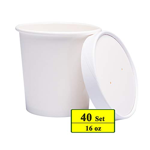  40 Count (16 Oz) One - Pint Frozen Dessert Containers With Lids Ice Cream Cups With Lids