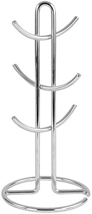  Euro Large 8 Holder, Mug Tree, Mugs & Tea Cup Storage Rack, Coffee Counter Bar Accessory & Kitchen Countertop Organizer, Satin Nickel