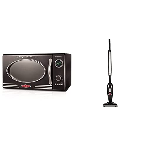  Retro Countertop Microwave Oven, 0.9 Cu. Ft. 800-Watts Cu.Ft, Black & BISSELL FeatherWeightâ Featherweight Stick Lightweight Bagless Vacuum With Crevice Tool, 2033M, Black