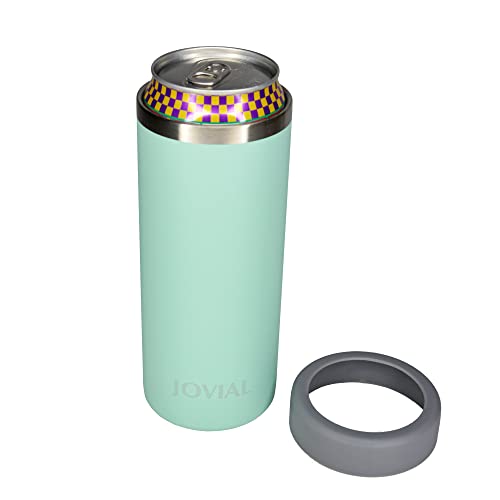  2-in-1 Stainless Steel Can Cooler Insulated For All 24&25 Oz Cans, Beer Can Cooler,seltzer Can Coozie, Can Insulator,and Work As A Iced Coffee Tumbler With Lid And Straw(Seafoam)