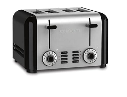 Cuisinart 4 Slice Toaster, Compact Toaster For Toast, Bagels, Defrost, Reheat & More, Stainless Steel/Black, CPT-340P1