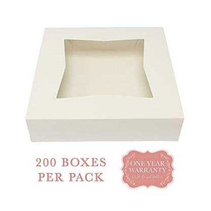  SpecialT Easy Popup Pie Boxes With Window 10x10x2.5 Inch White Bakery Boxes Pie Containers Disposable Baking Boxes 200pk