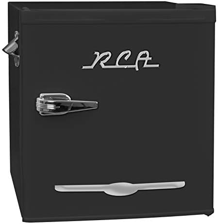 RCA 1.6 Cu. Ft. Retro Bar Fridge With Side Bottle Opener, Black (RFR176-BLACK)