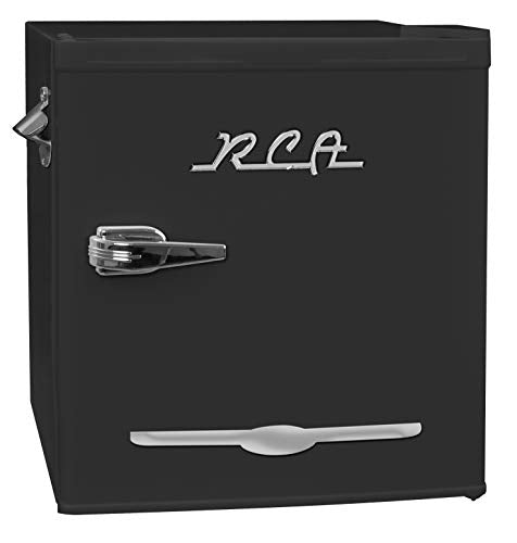 RCA 1.6 Cu. Ft. Retro Bar Fridge With Side Bottle Opener, Black (RFR176-BLACK)