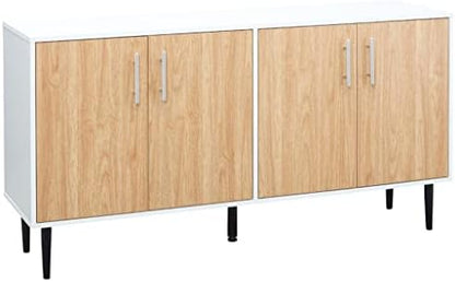  MJWDP Kitchen Sideboard With 4 Door Adjustable Shelves And Metal Legs Living Room Dining Room Auxiliary Furniture