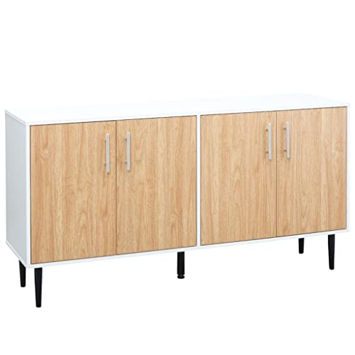  MJWDP Kitchen Sideboard With 4 Door Adjustable Shelves And Metal Legs Living Room Dining Room Auxiliary Furniture