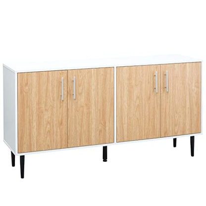  MJWDP Kitchen Sideboard With 4 Door Adjustable Shelves And Metal Legs Living Room Dining Room Auxiliary Furniture
