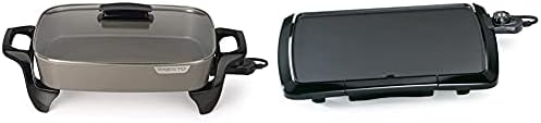 Presto Electric Skillet, 16", Grey Ceramic & Ceramic 22-inch Electric Griddle With Removable Handles, One Size, Black