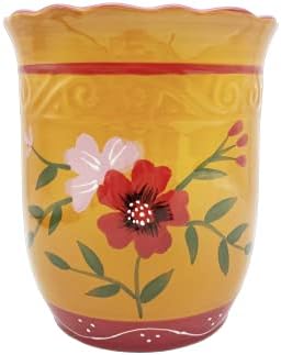  Tuscany Colorful Rainbow, Hand Painted Ceramic Utensil Jar, 81739