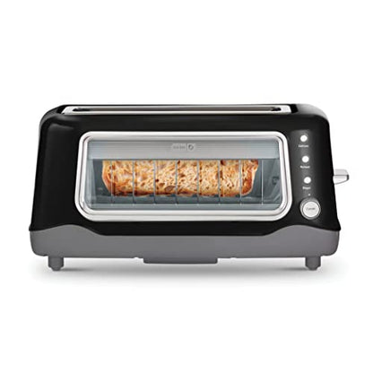 Dash Clear View Toaster: Extra Wide Slot Toaster With See Through Window - Defrost, Reheat + Auto Shut Off Feature For Bagels, Specialty Breads & Other Baked Goods - Black