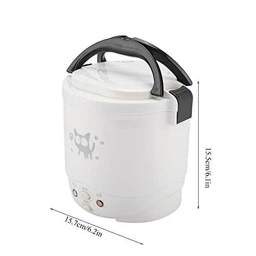  12V Car Rice Cooker, Portable Mini Rice Cooker 2 Cup Uncooked, 1L Small Electric Rice Cooker And Steamer, Travel Rice Cooker For 2 People, Perfect For RV, Truck, Camp Trip, White(White)