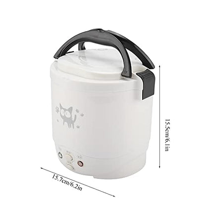  12V Car Rice Cooker, Portable Mini Rice Cooker 2 Cup Uncooked, 1L Small Electric Rice Cooker And Steamer, Travel Rice Cooker For 2 People, Perfect For RV, Truck, Camp Trip, White(White)