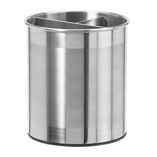  Jumbo Stainless Steel Rotating Utensil Holder With Removable Divider - Stylish Kitchen Cooking Utensil Organizer. Height 7.5".