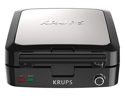 Krups Belgian Waffle Maker, Waffle Maker With Removable Plates, 4 Slices, Silver/Black & Norpro Grip-EZ Grab And Lift Silicone Tongs, Set Of 1, Black