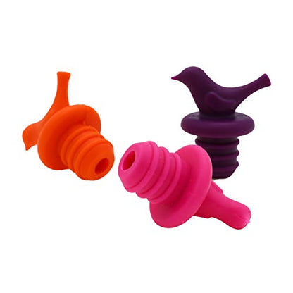  Little Bird Wine Bottle Stopper, Silicone Reusable Beverage Bottle Stopper, Decorate Wine Outlet Cap, Cute Wine Toppers For Preserver, Set Of 6